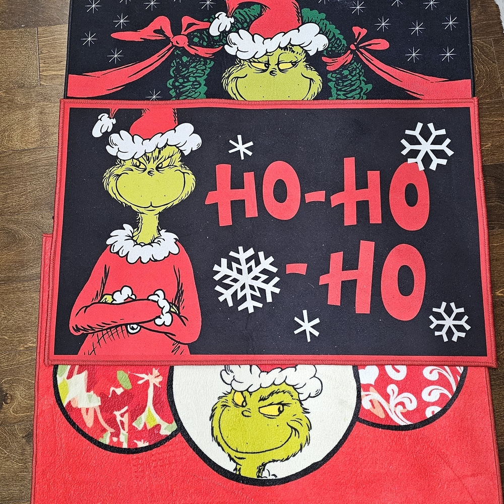 Grinch Holiday Door Mat Set - Red and Black